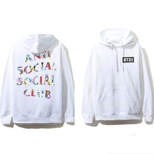 Anti Social Social Club ASSC X BT21 BLENDED HOODIE Sweatshirt Size Large New
